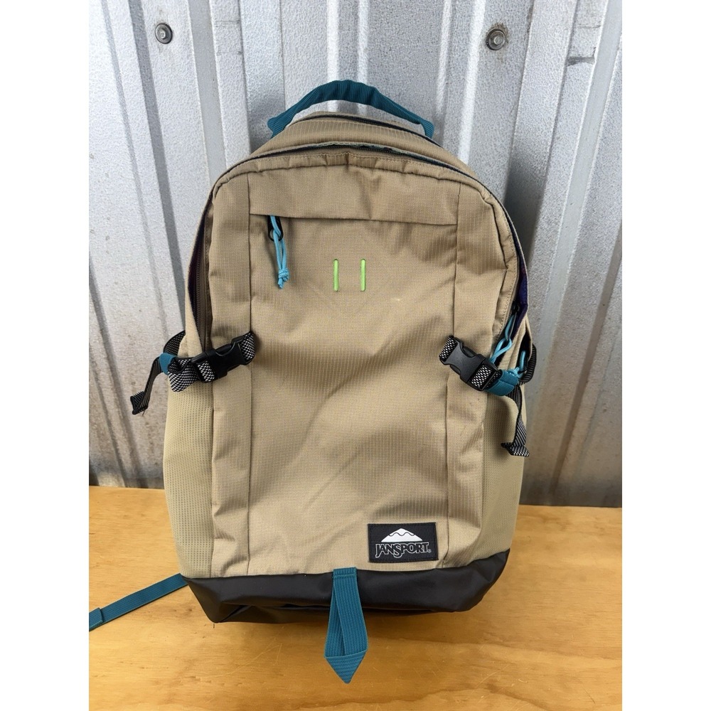 Jansport Gnarly Gnapsack Backpack Hiking Khaki/ Blue Laptop Compartment